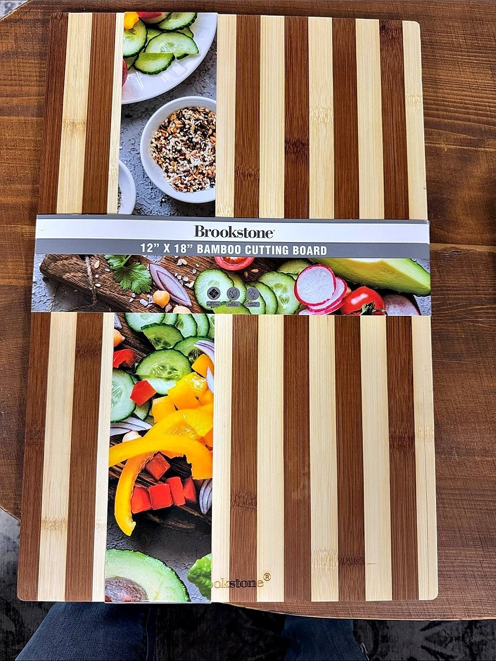 Brookstone 12" x 18" Bamboo Cutting Board Striped Bamboo Cutting Board